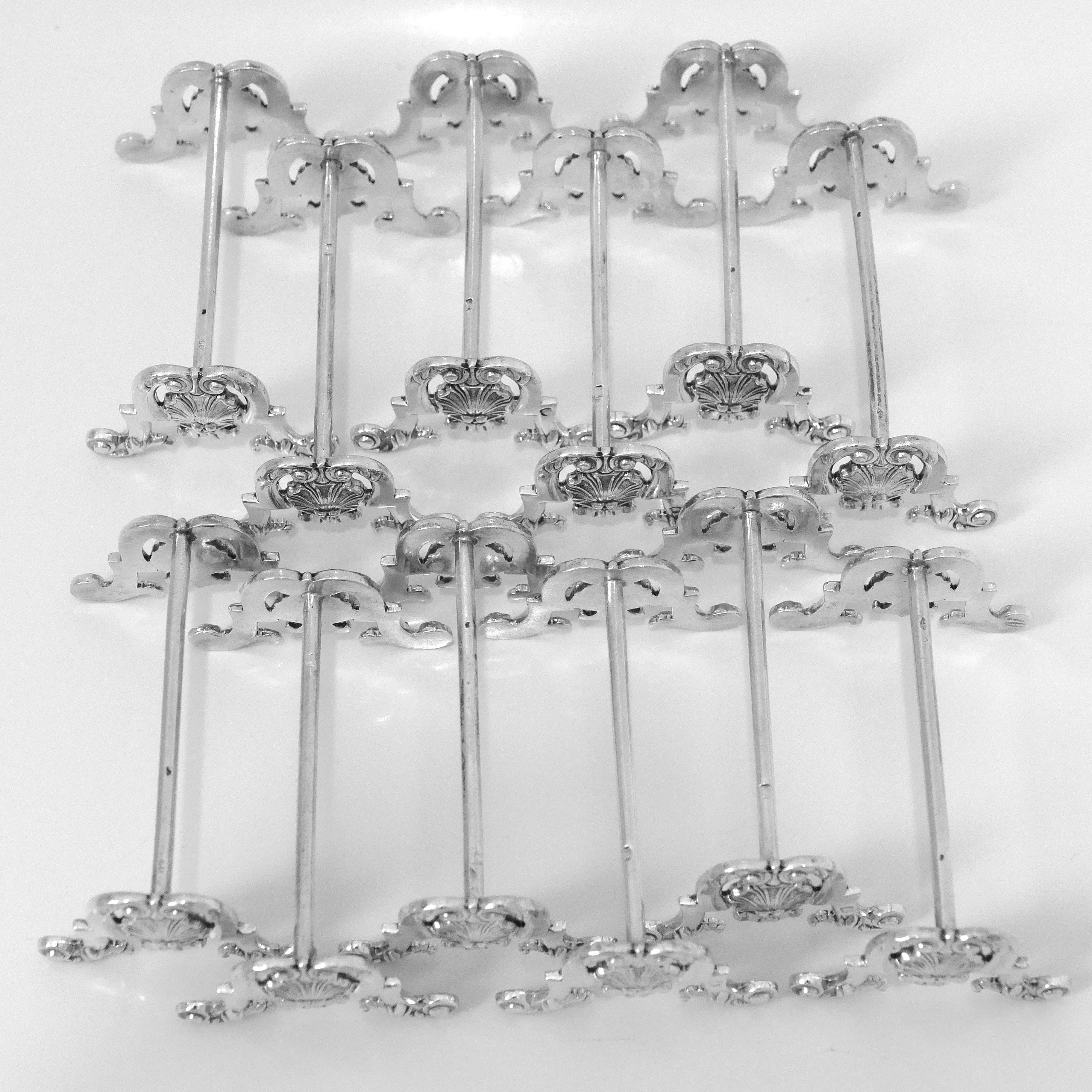 Puiforcat Rare French All Sterling Silver Knife Rests Set of 12 Pieces In Good Condition For Sale In TRIAIZE, PAYS DE LOIRE
