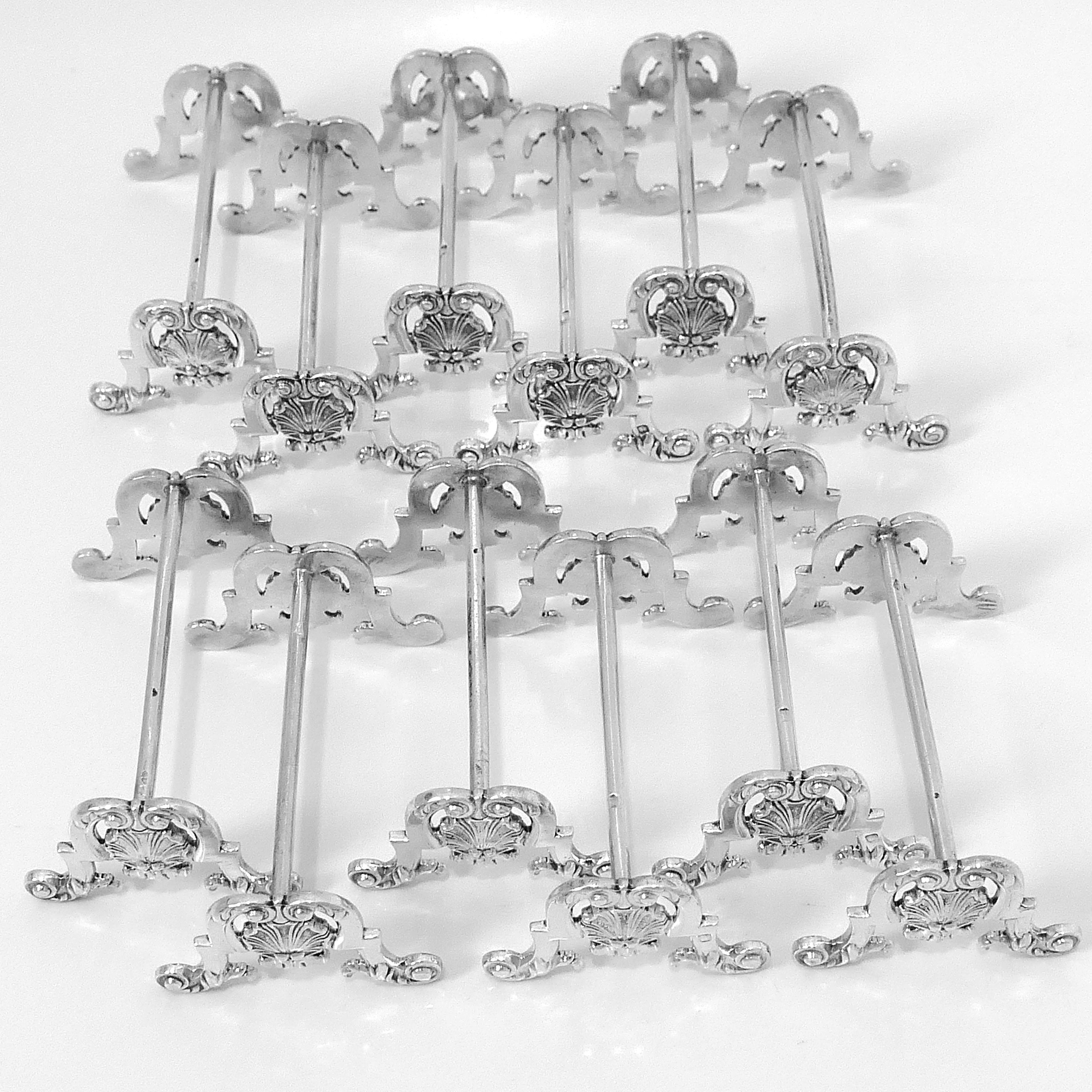 Puiforcat Rare French All Sterling Silver Knife Rests Set of 12 Pieces For Sale 2
