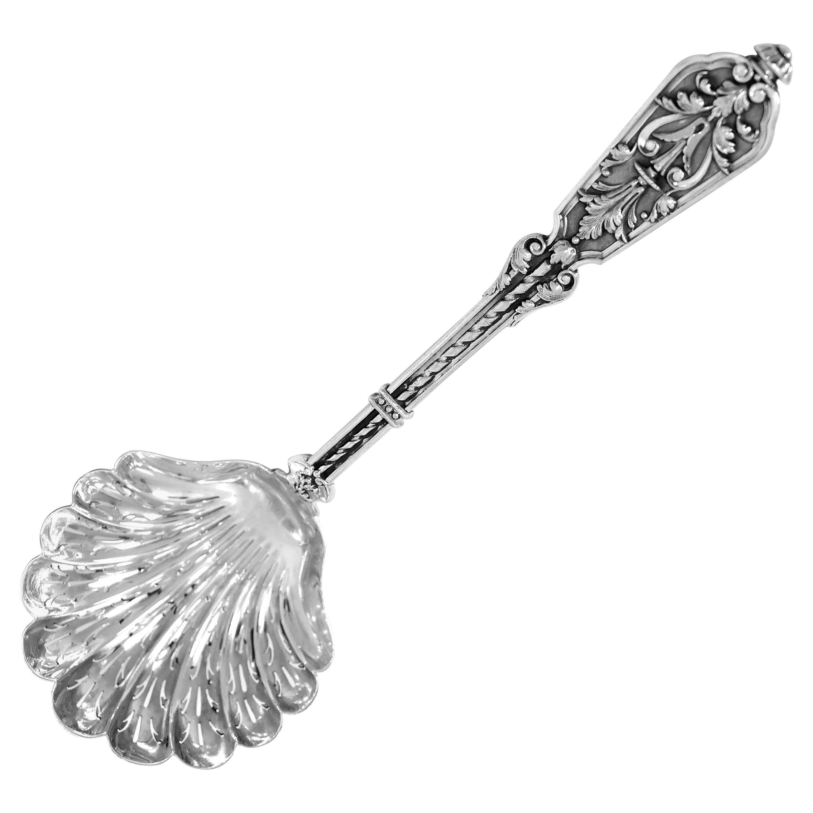Puiforcat Rare French Sterling Silver Sugar Sifter Spoon, Renaissance For Sale