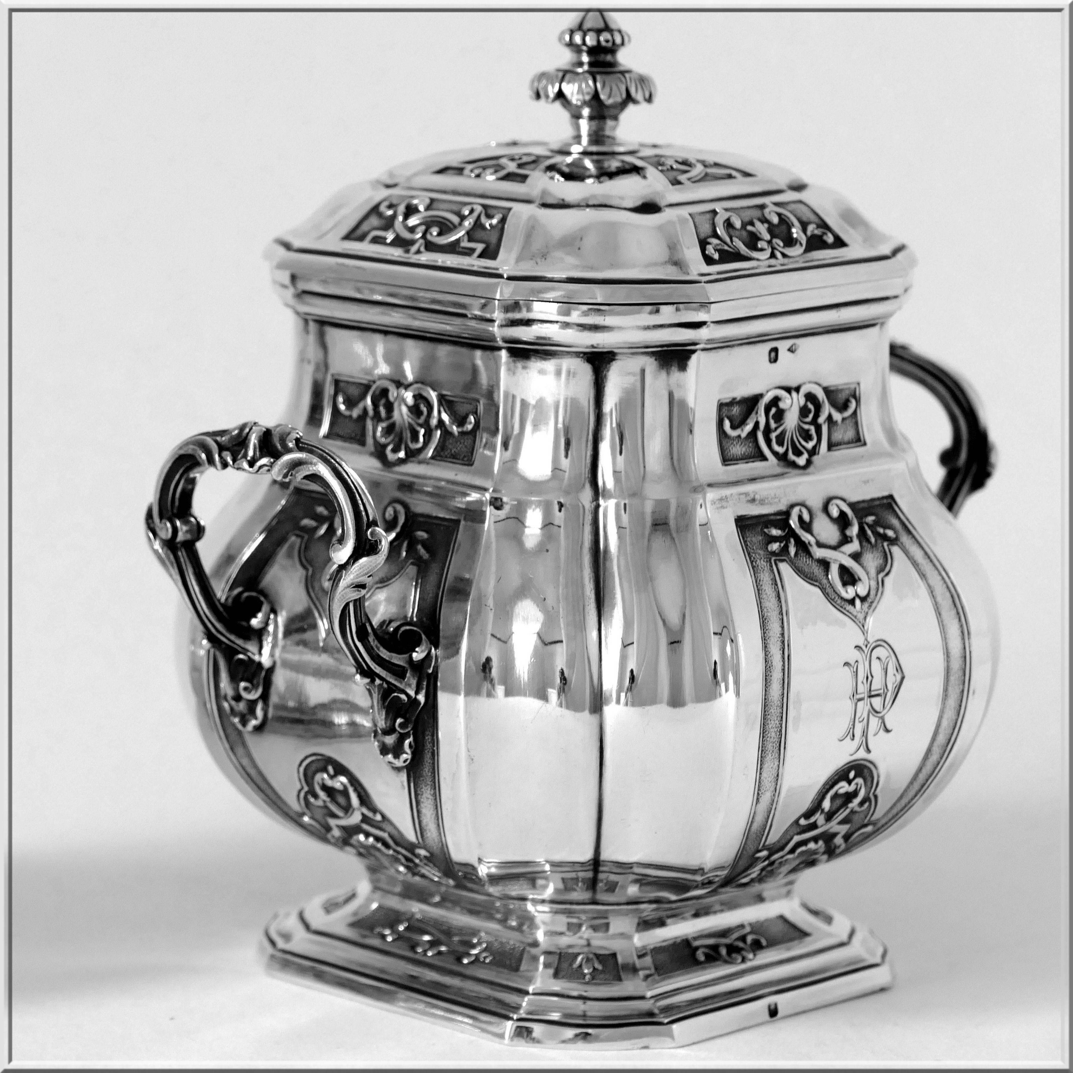 Puiforcat Rare Sterling Silver 18-karat Gold Tea Coffee Set 4 Pc, Regency For Sale 10