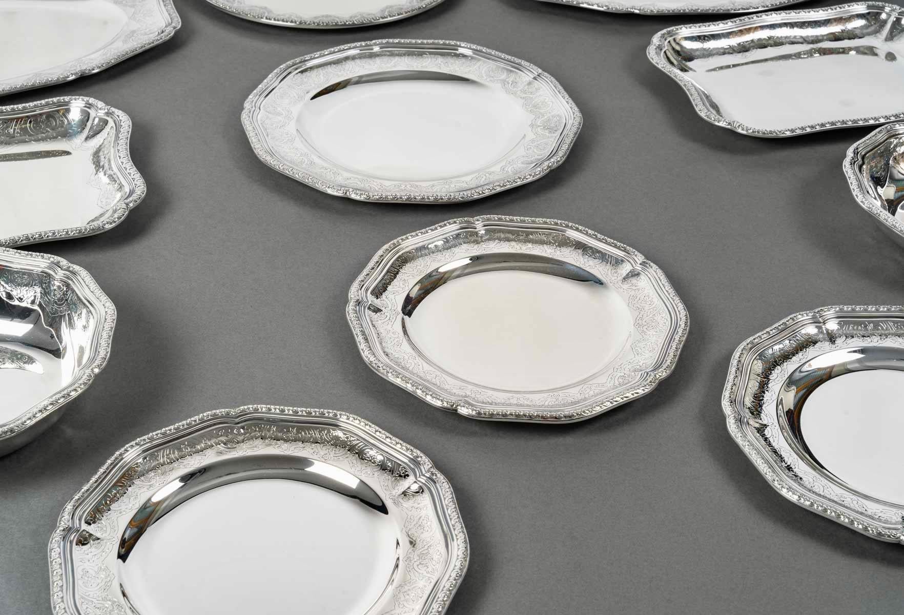 Puiforcat - Set d'Assiettes Plats Elysee Argent - 13 Pieces 1