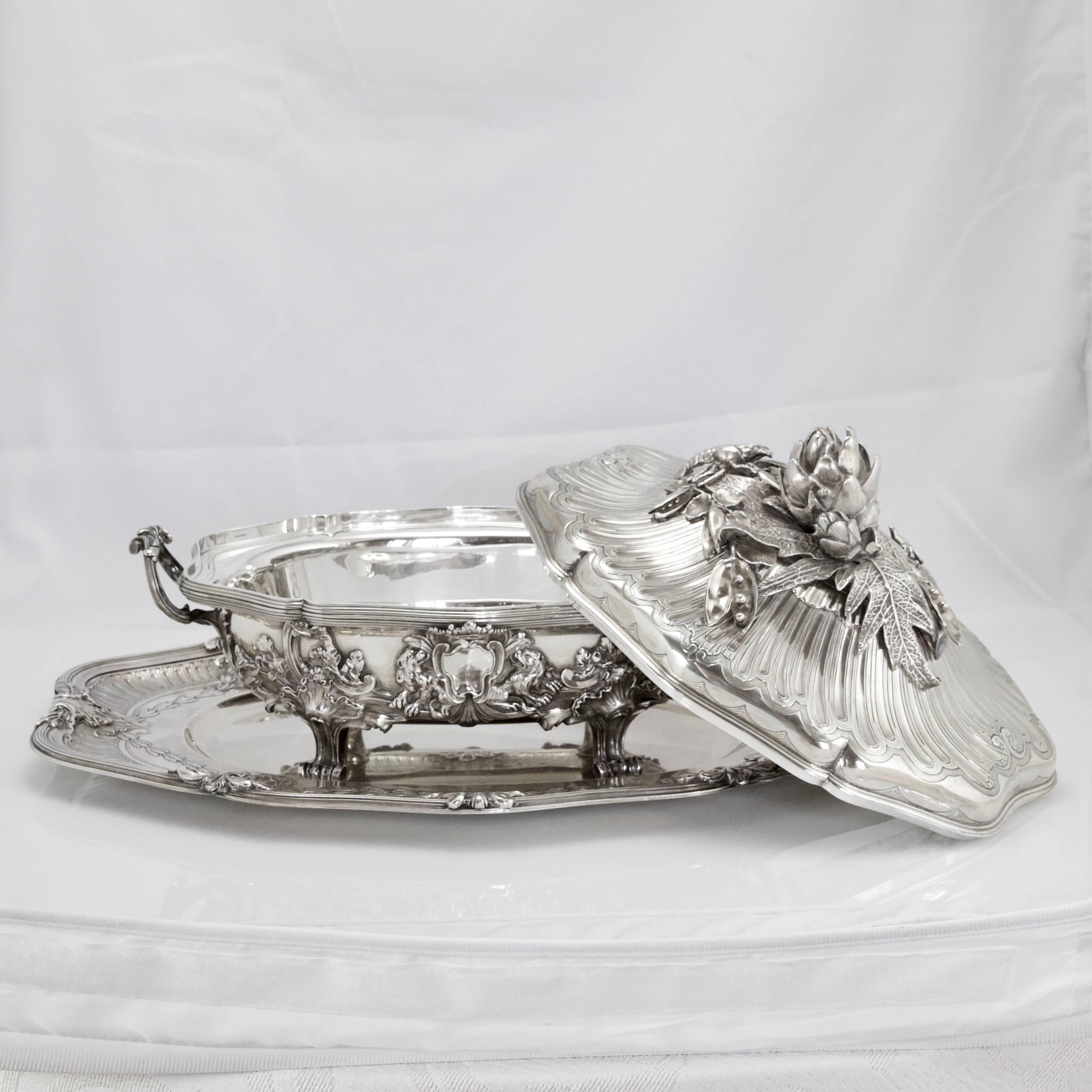 Puiforcat Silver Sterling Pair of Tureens For Sale 7