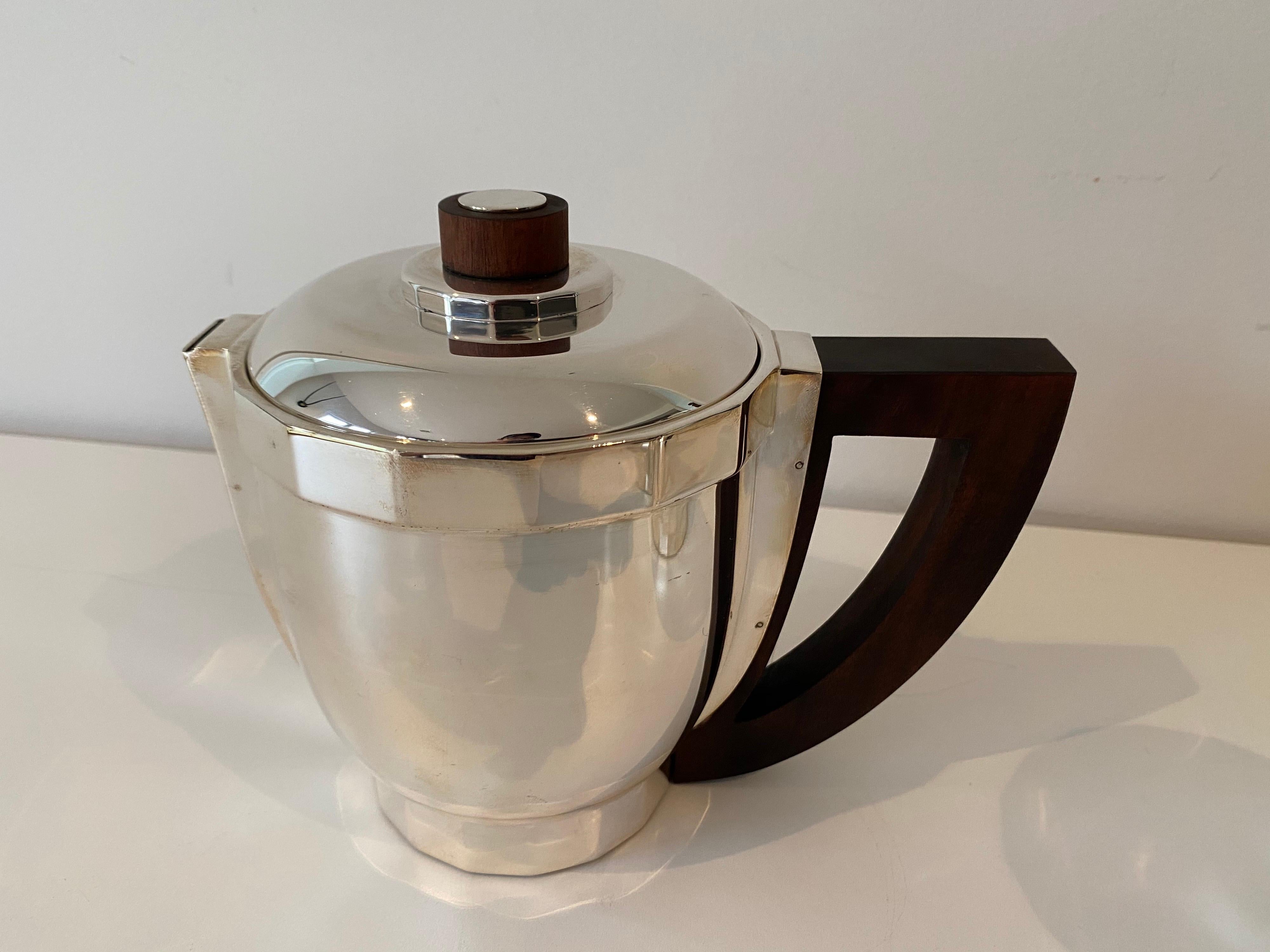 French Puiforcat Silverplate Art Deco Coffee Set For Sale