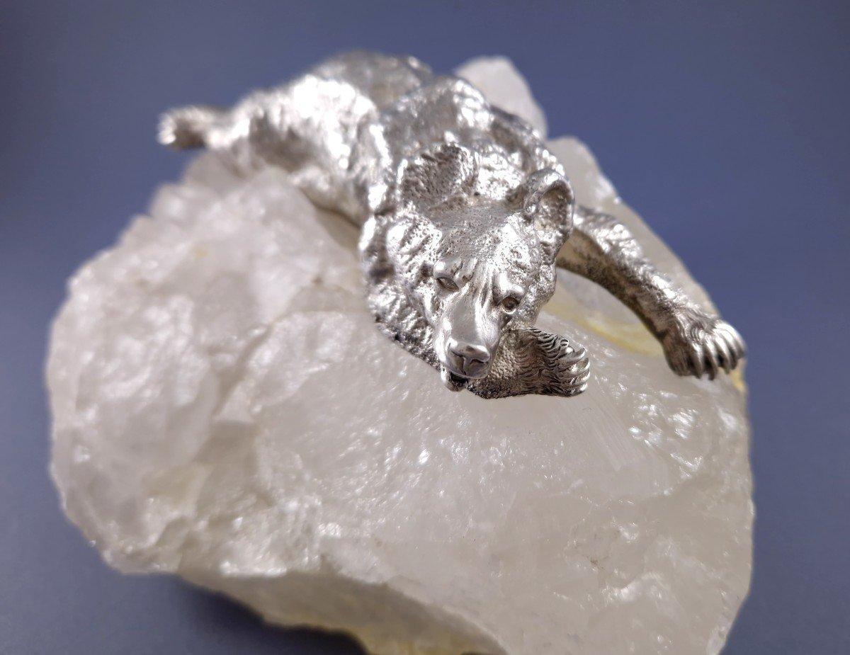Puiforcat - Scultura di orso polare in argento su cristallo di rocca in vendita 4