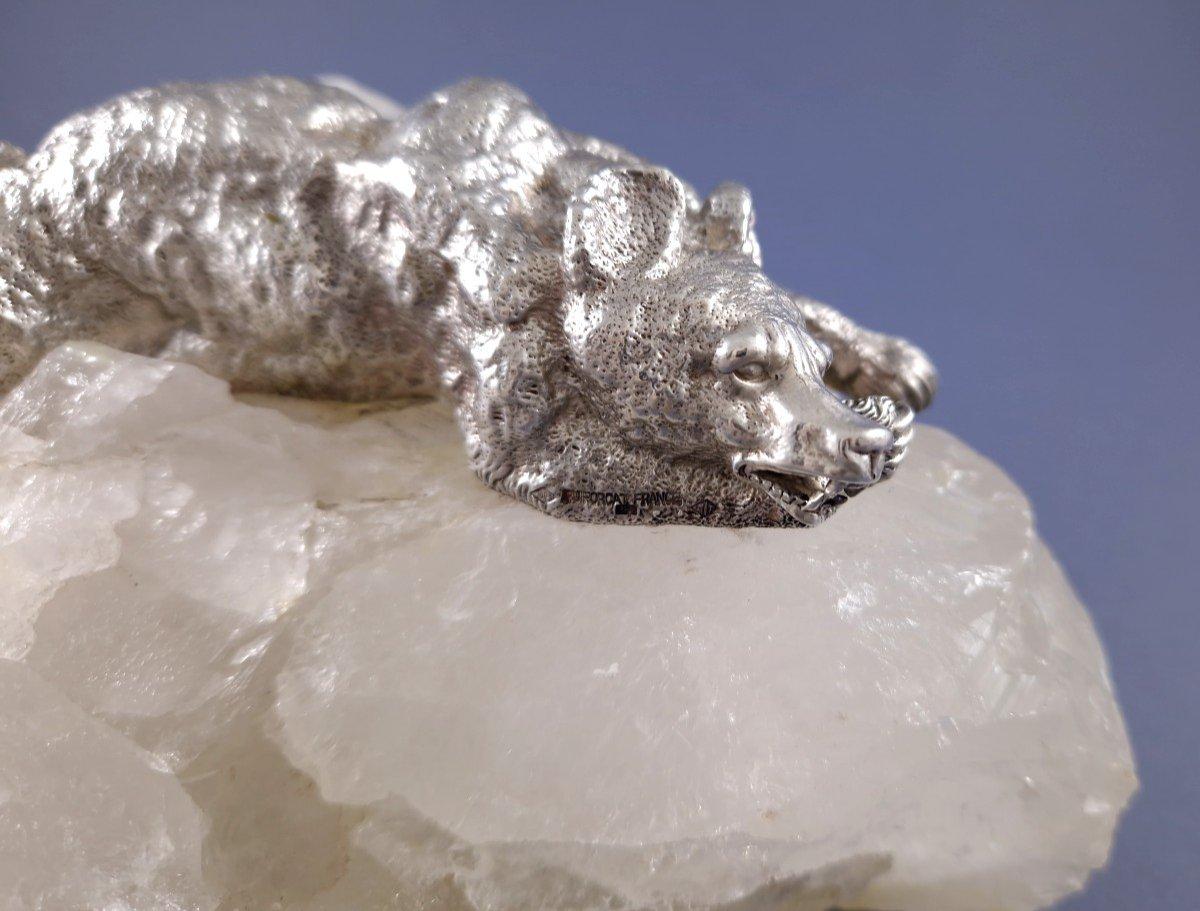 Puiforcat - Scultura di orso polare in argento su cristallo di rocca in vendita 5