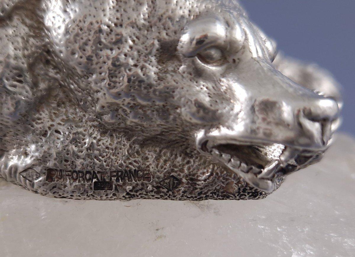 Puiforcat - Scultura di orso polare in argento su cristallo di rocca in vendita 7