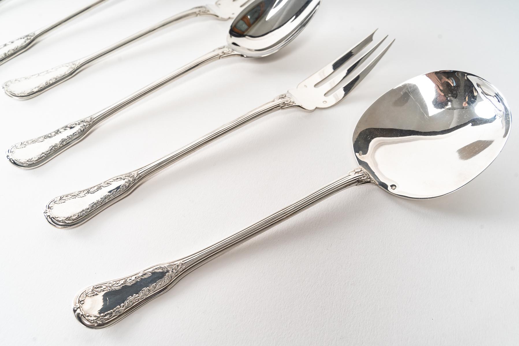 Puiforcat - twentieth silver cutlery set 153 pieces 