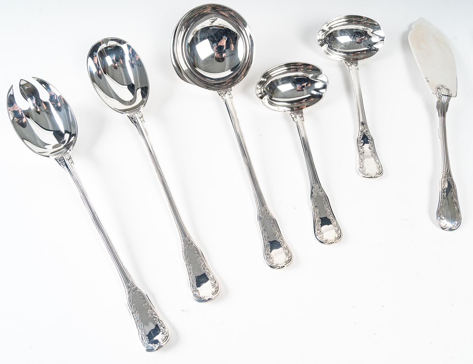 Puiforcat - twentieth silver cutlery set 153 pieces 