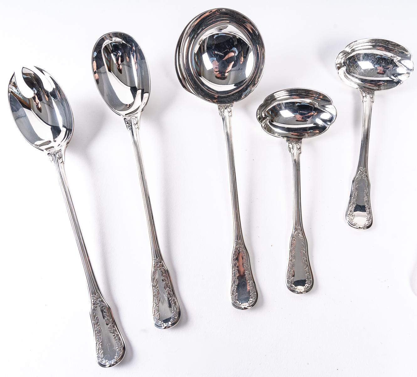 French Puiforcat - twentieth silver cutlery set 153 pieces 