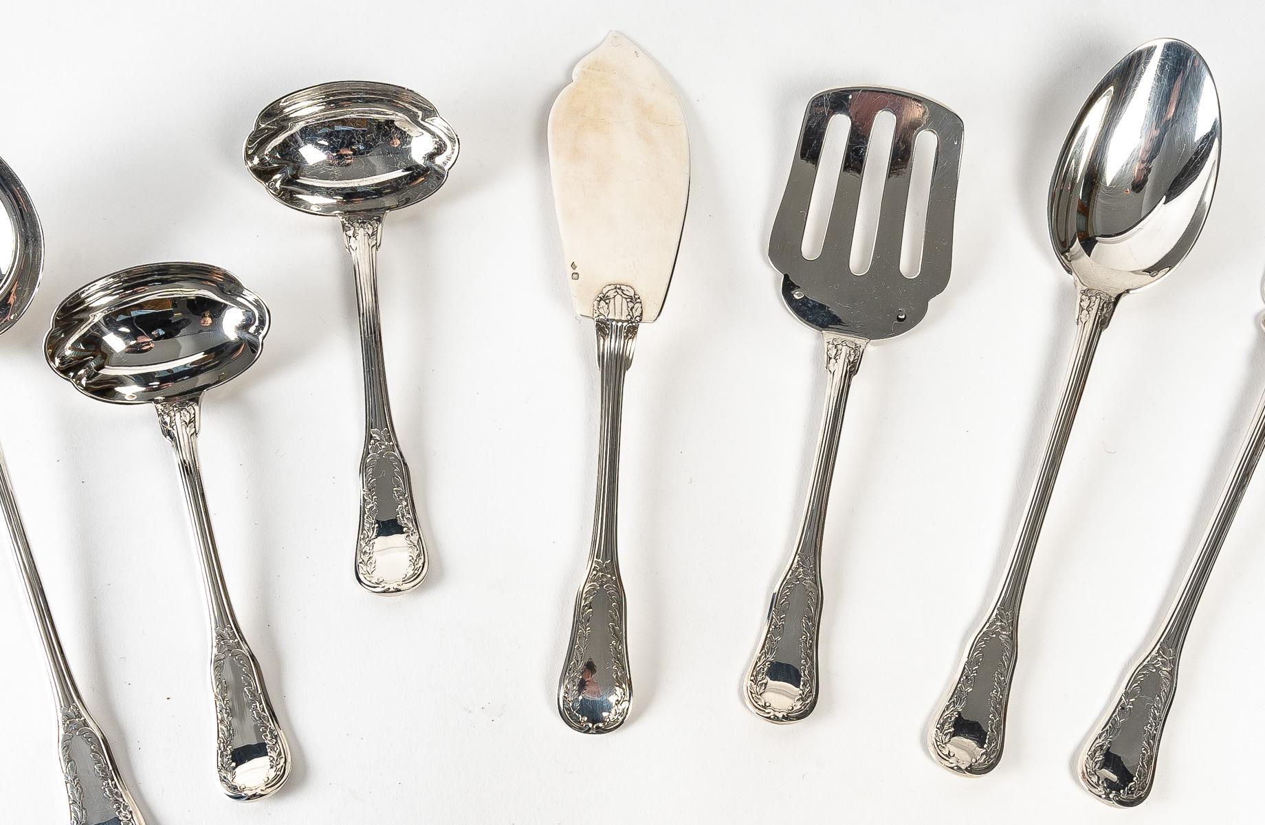 20th Century Puiforcat - twentieth silver cutlery set 153 pieces 