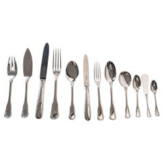 Antique Puiforcat - twentieth silver cutlery set 153 pieces "ségur" model unencrypted.
