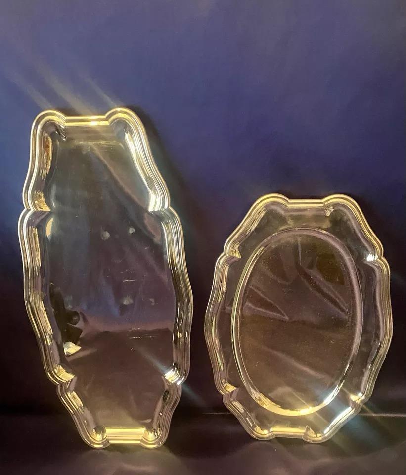 Puiforcat. Dos grandes fuentes antiguas francesas de plata maciza 950 Luis XVI siglo XX en venta