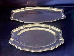 Puiforcat. Two Large Antique French 950 Solid Silver Louis XVI Serving Platters