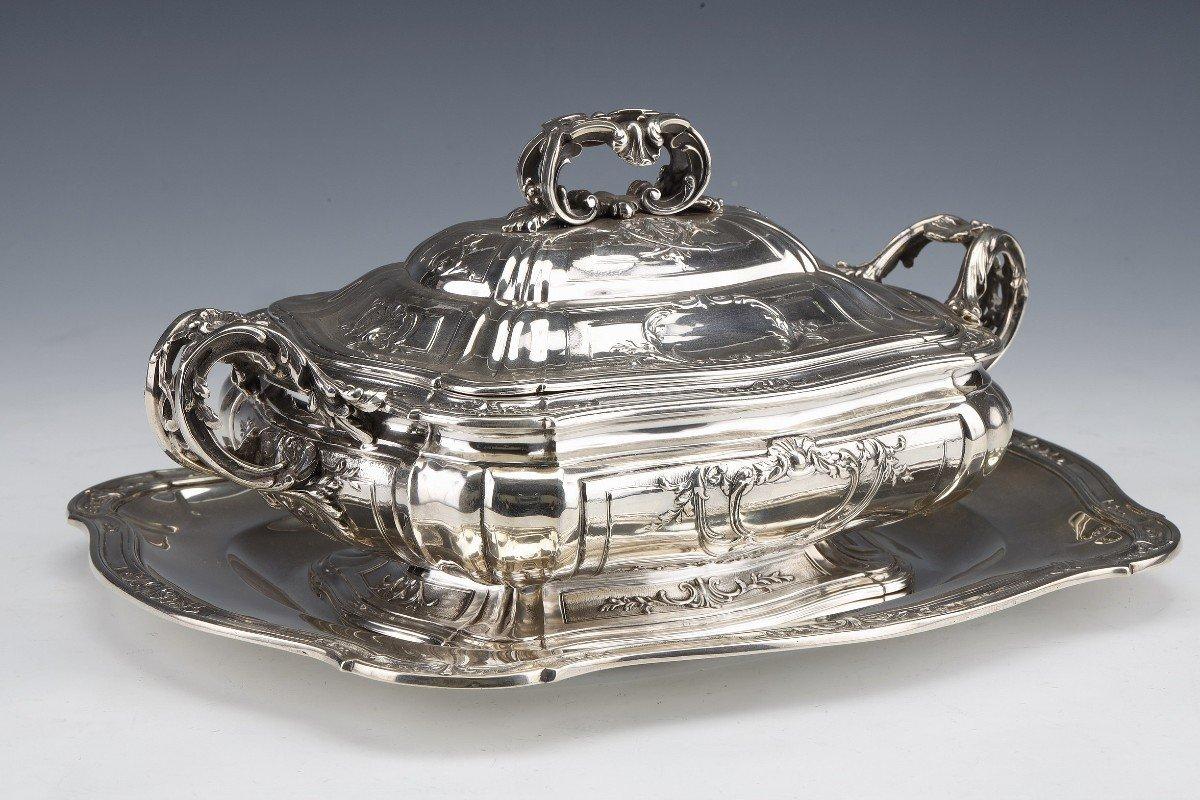 Puiforcat - Vegetable Dish And Its Display Stand In Solid Silver, Late 19th For Sale 4
