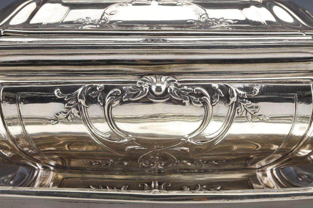 Napoleon III Puiforcat - Vegetable Dish And Its Display Stand In Solid Silver, Late 19th For Sale