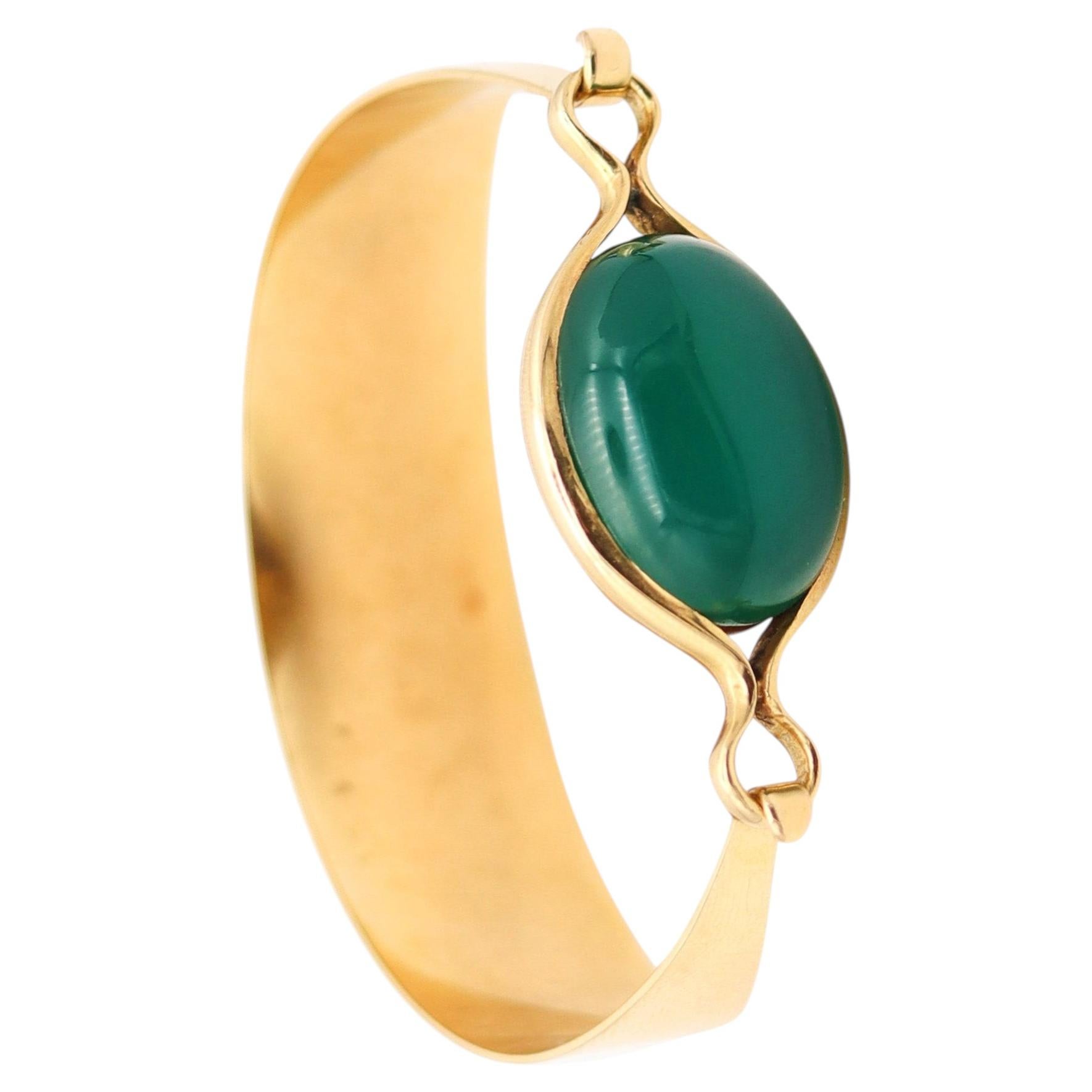 PUIG DORIA 1970 Sculptural Reversible Bangle Bracelet In 18Kt Gold And Gemstones