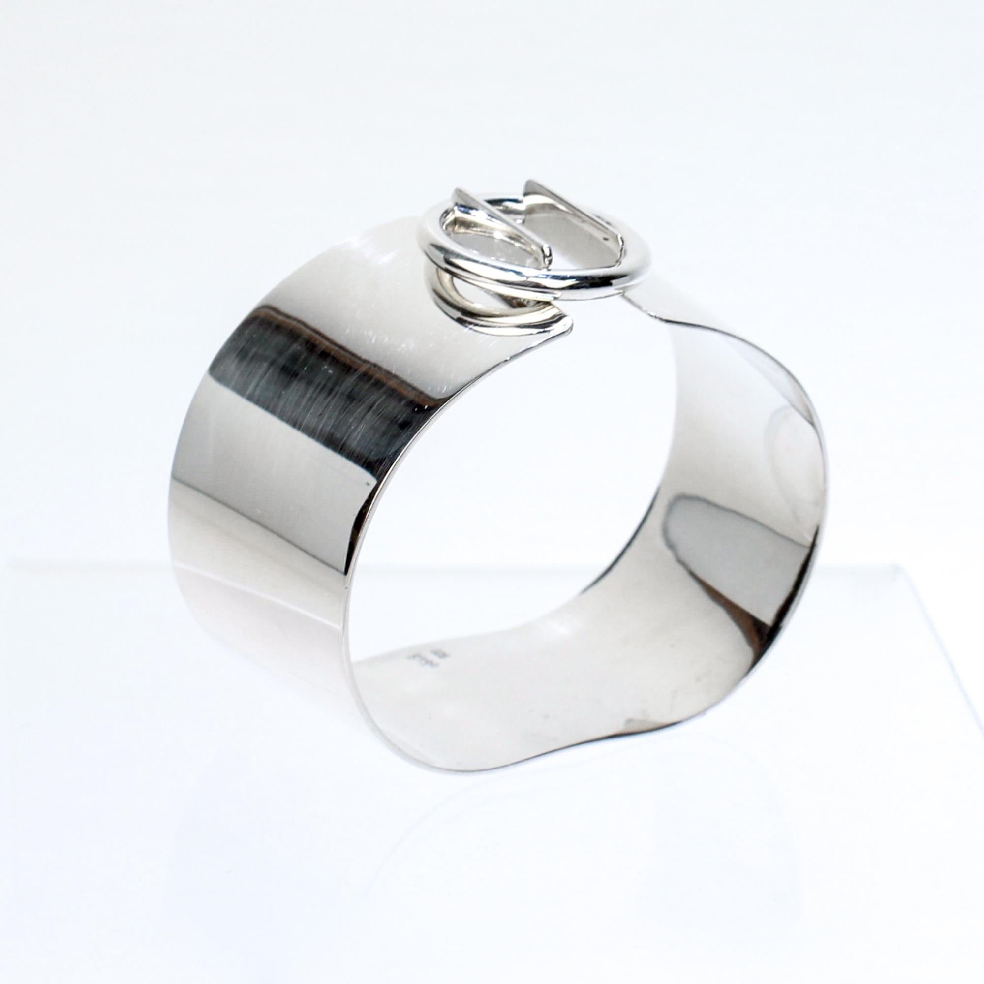 Puig Doria Sterling Silver Geometric Bangle Bracelet For Sale 5