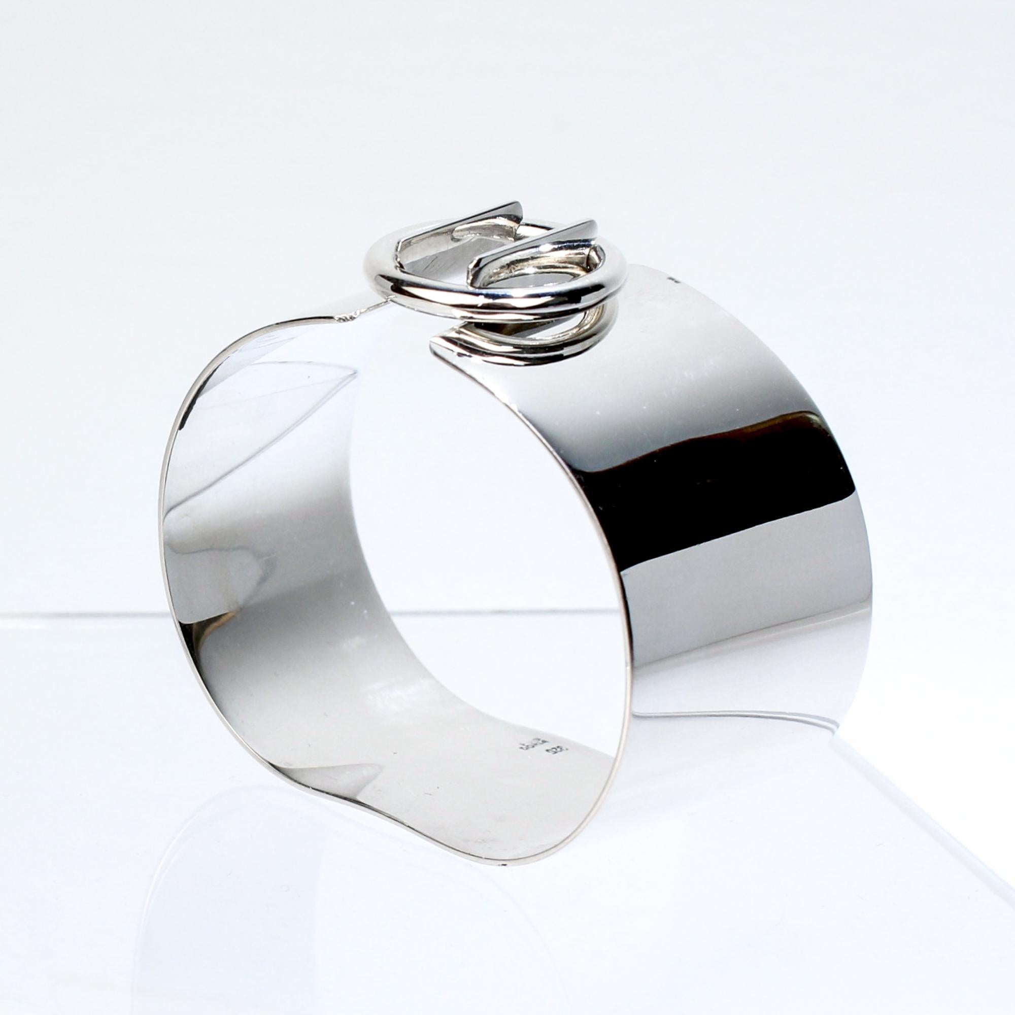 Puig Doria Sterling Silver Geometric Bangle Bracelet For Sale 7