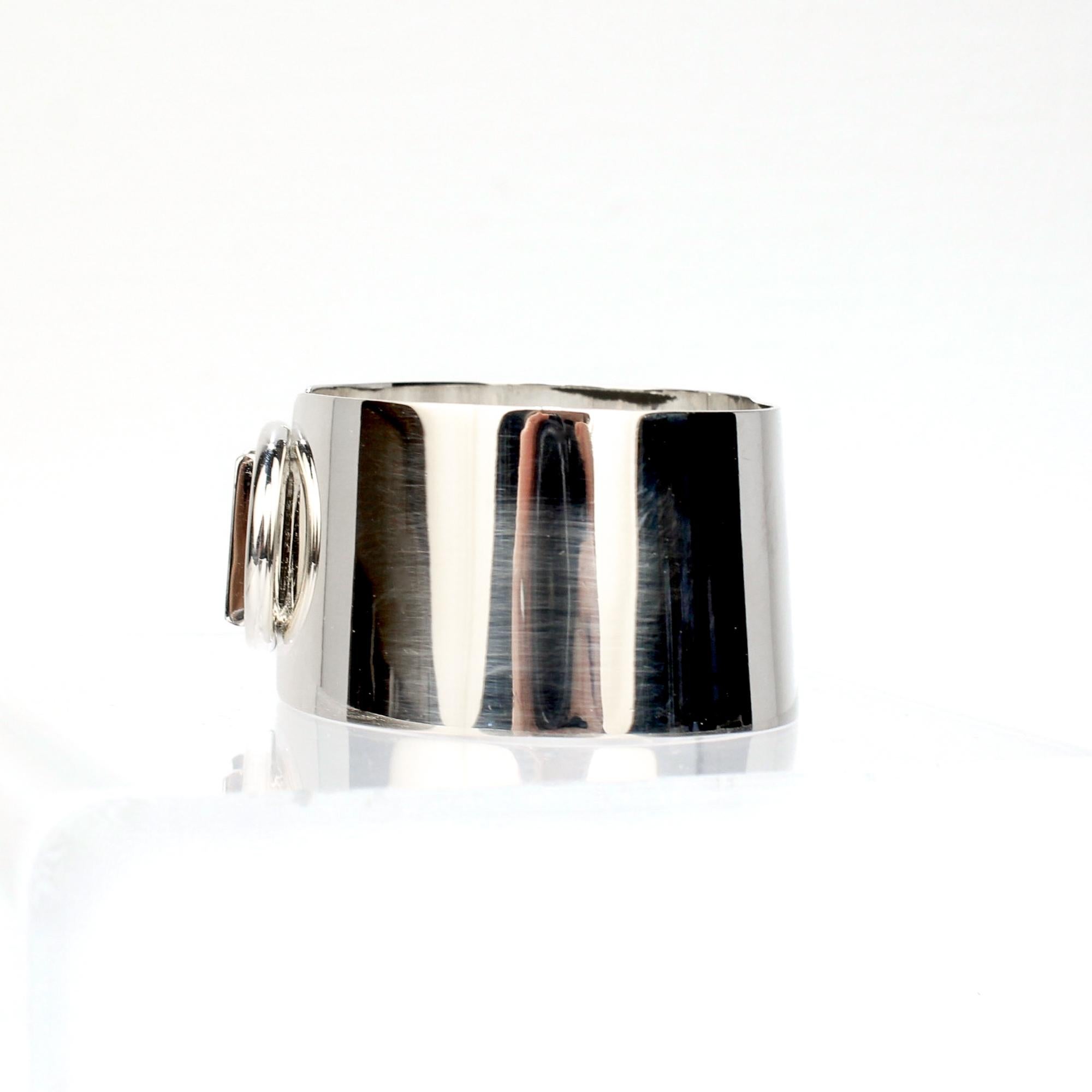Modern Puig Doria Sterling Silver Geometric Bangle Bracelet For Sale