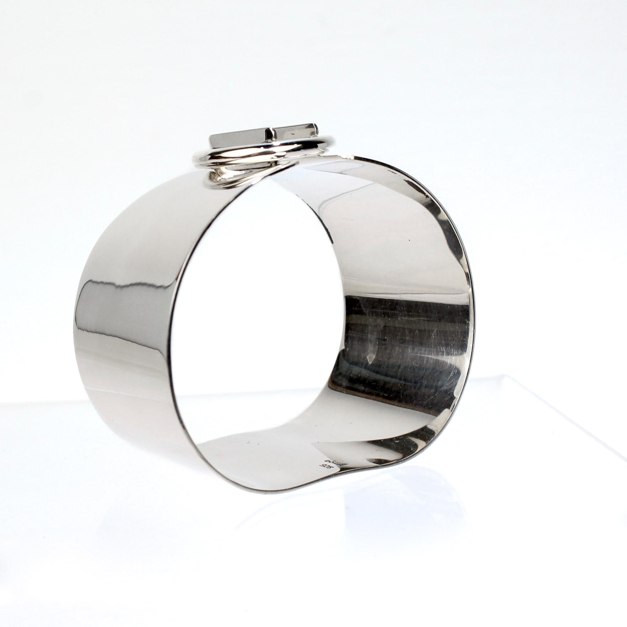 Puig Doria Sterling Silver Geometric Bangle Bracelet For Sale 1
