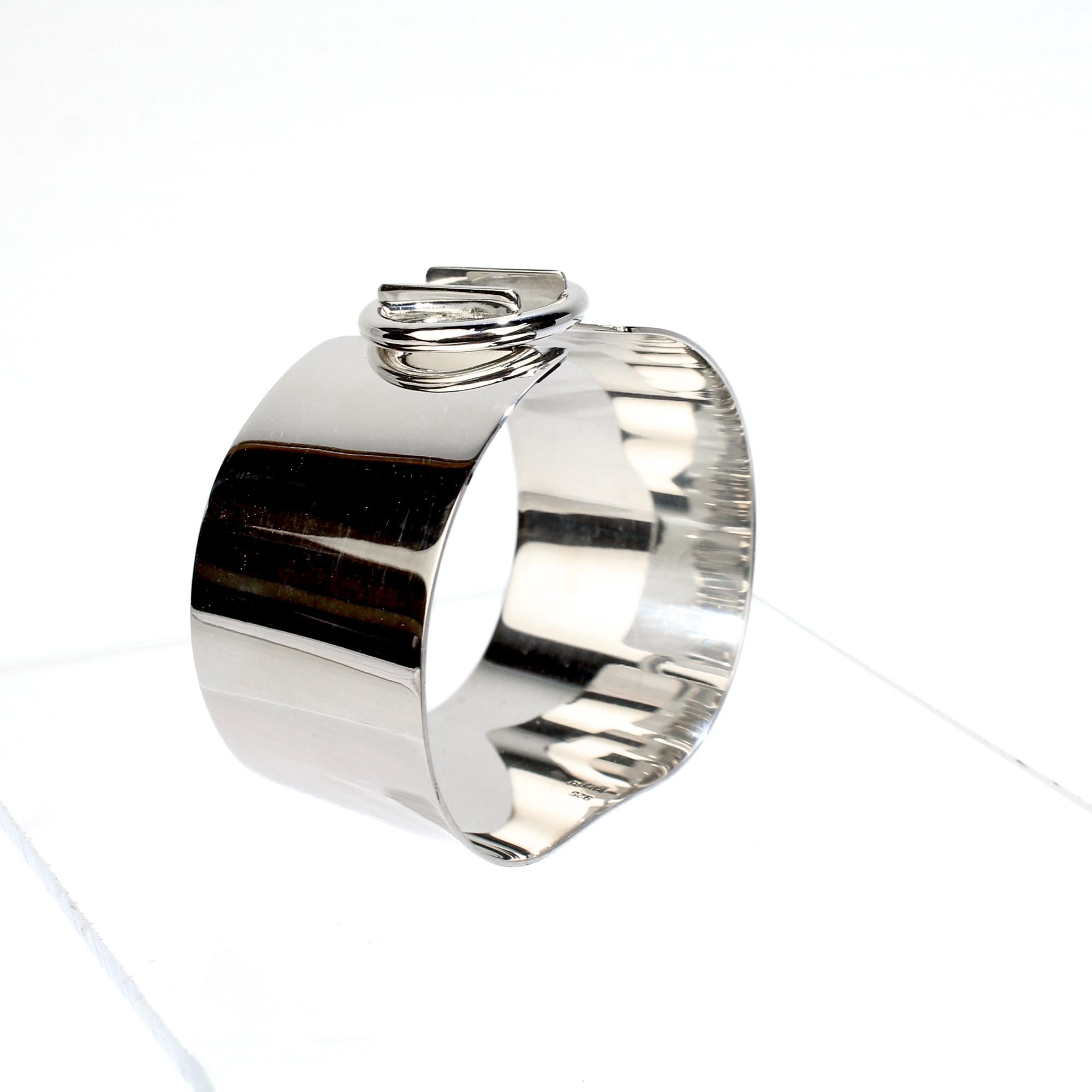 Puig Doria Sterling Silver Geometric Bangle Bracelet For Sale 2