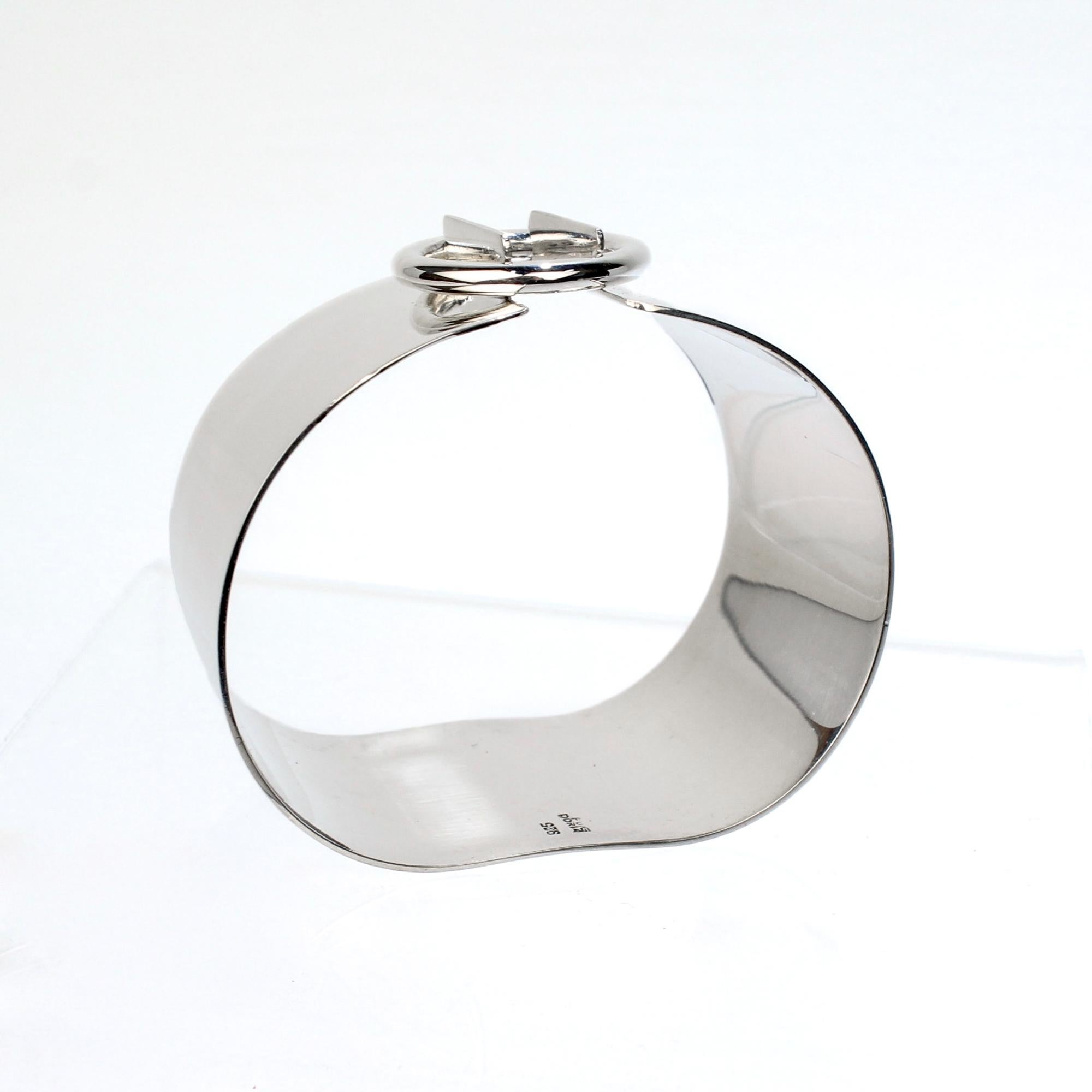 Puig Doria Sterling Silver Geometric Bangle Bracelet For Sale 3