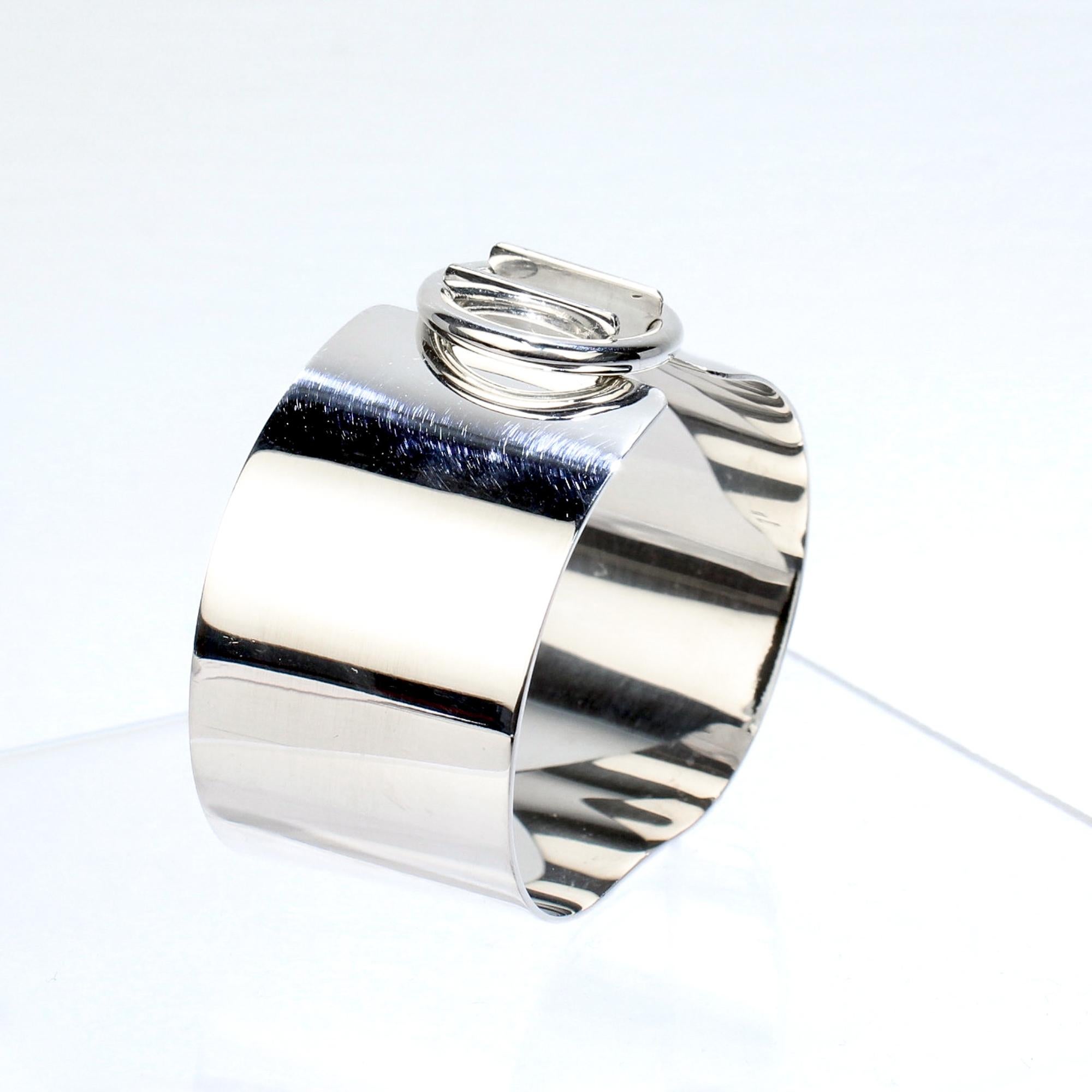Puig Doria Sterling Silver Geometric Bangle Bracelet For Sale 4