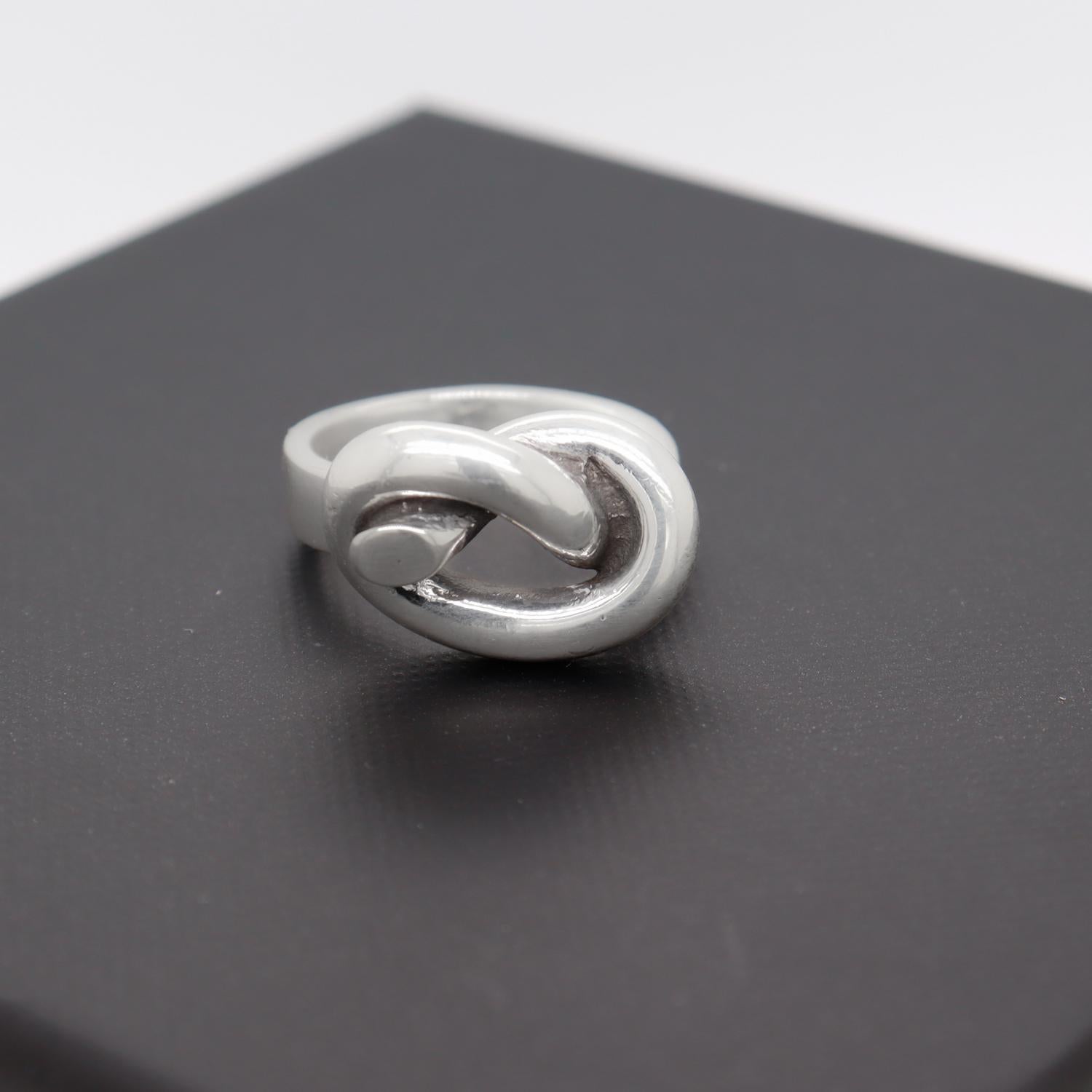 Women's Puig Doria Sterling Silver Pretzel Knot Band Ring For Sale