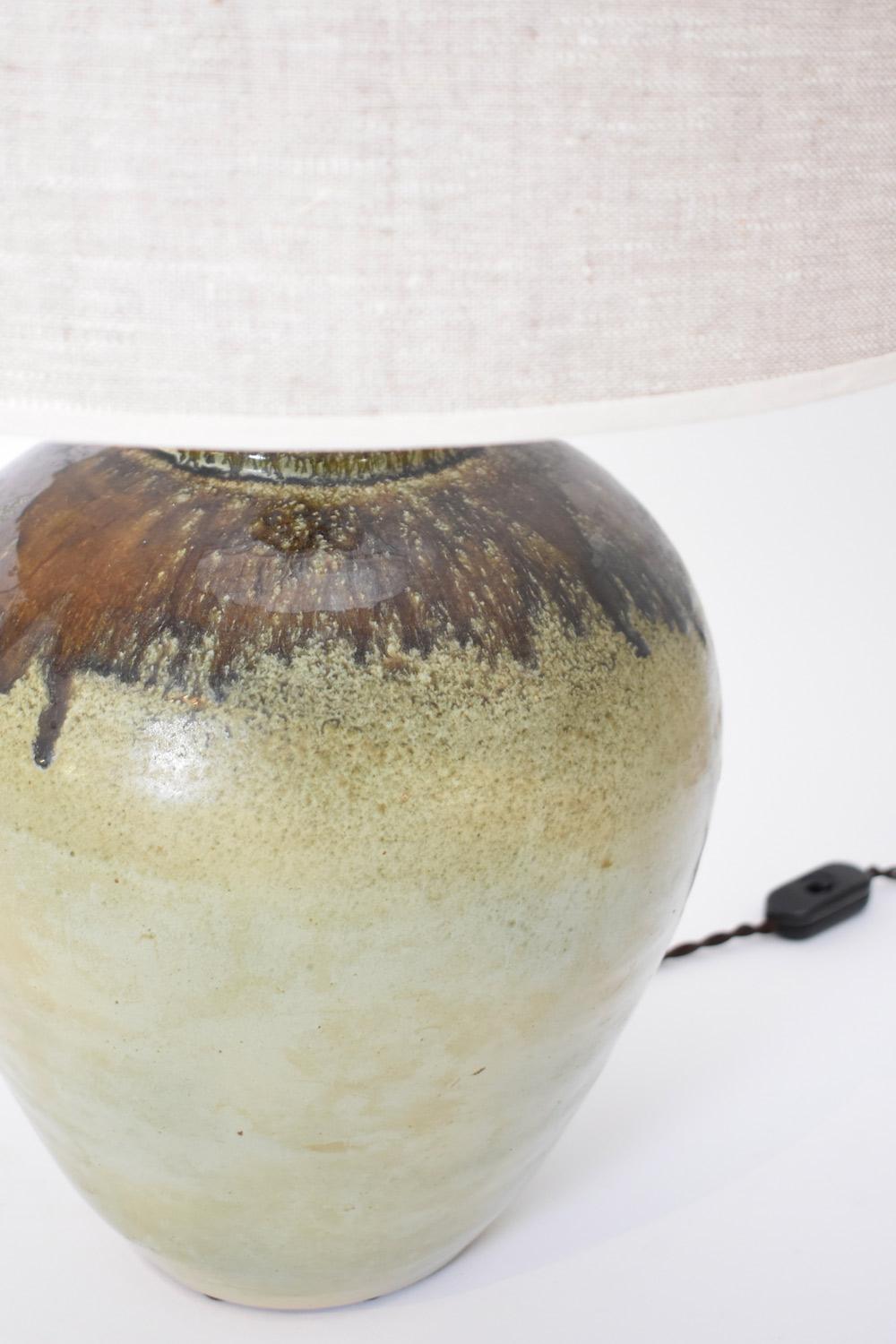 Lámpara Puisaye de cerámica de celadón, años 50. Francés en venta