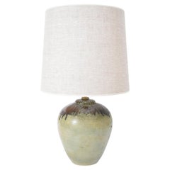 Puisaye celadon ceramic lamp, 1950s.