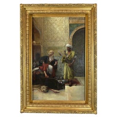 The Messenger 19th Century Orientalist Antique Oil Painting on Wood Panel Signed