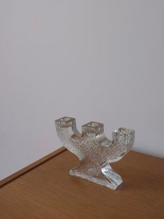 Pukeberg Crystal Glass Candle Holder "Tree", Sweden 1970s