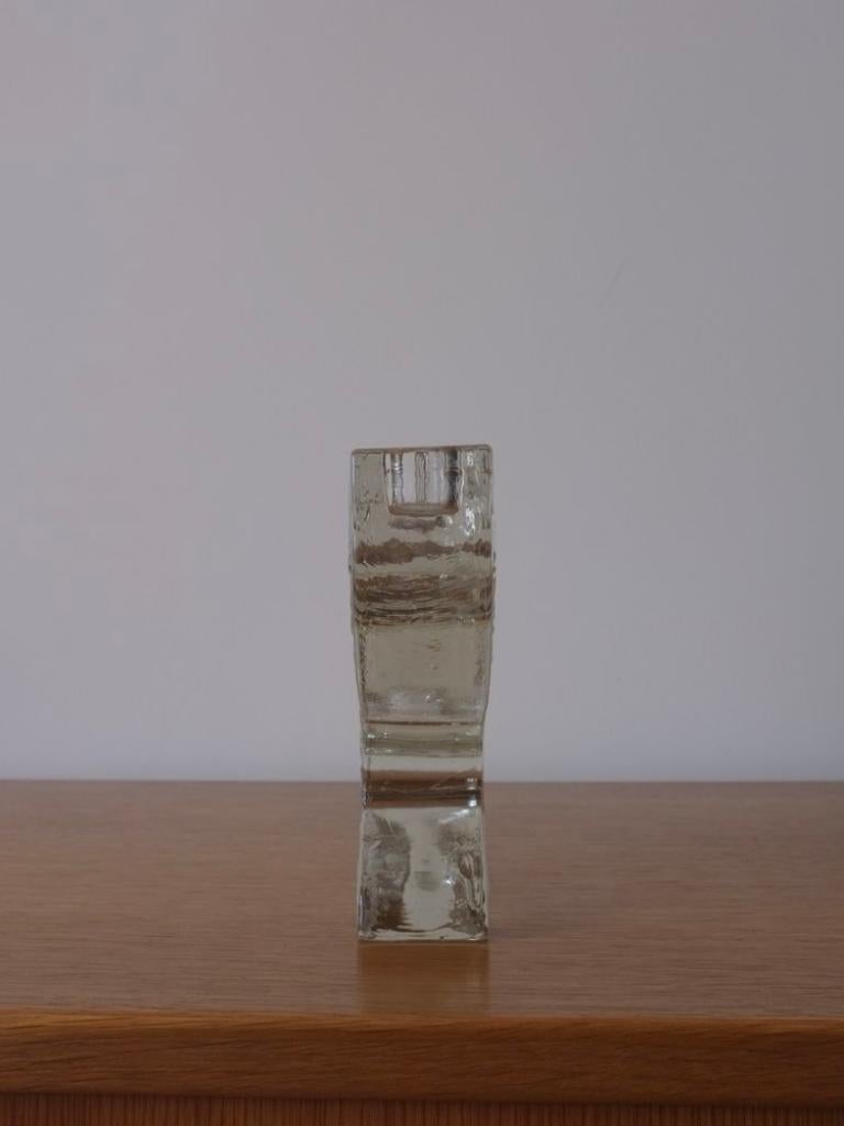 Swedish Pukeberg Crystal Glass Candle Holder 