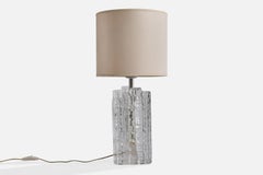 Pukeberg, Tischlampe, Glas, Metall, Stoff, Schweden, 1970er Jahre