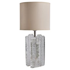 Pukeberg, Tischlampe, Glas, Metall, Stoff, Schweden, 1970er Jahre