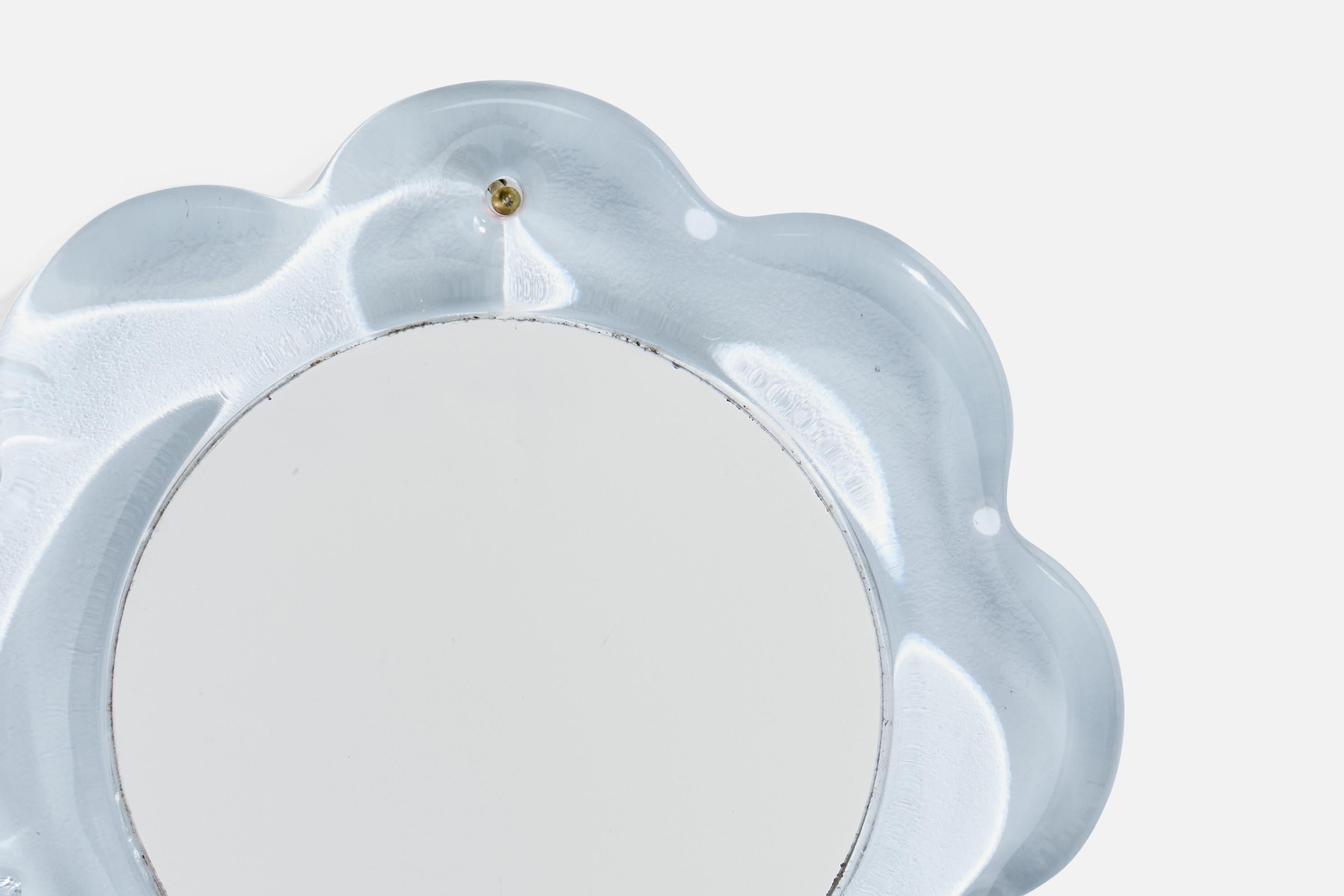 Fin du 20e siècle Pukebergs Glasbruk, miroir mural, verre, Suède, années 1970 en vente