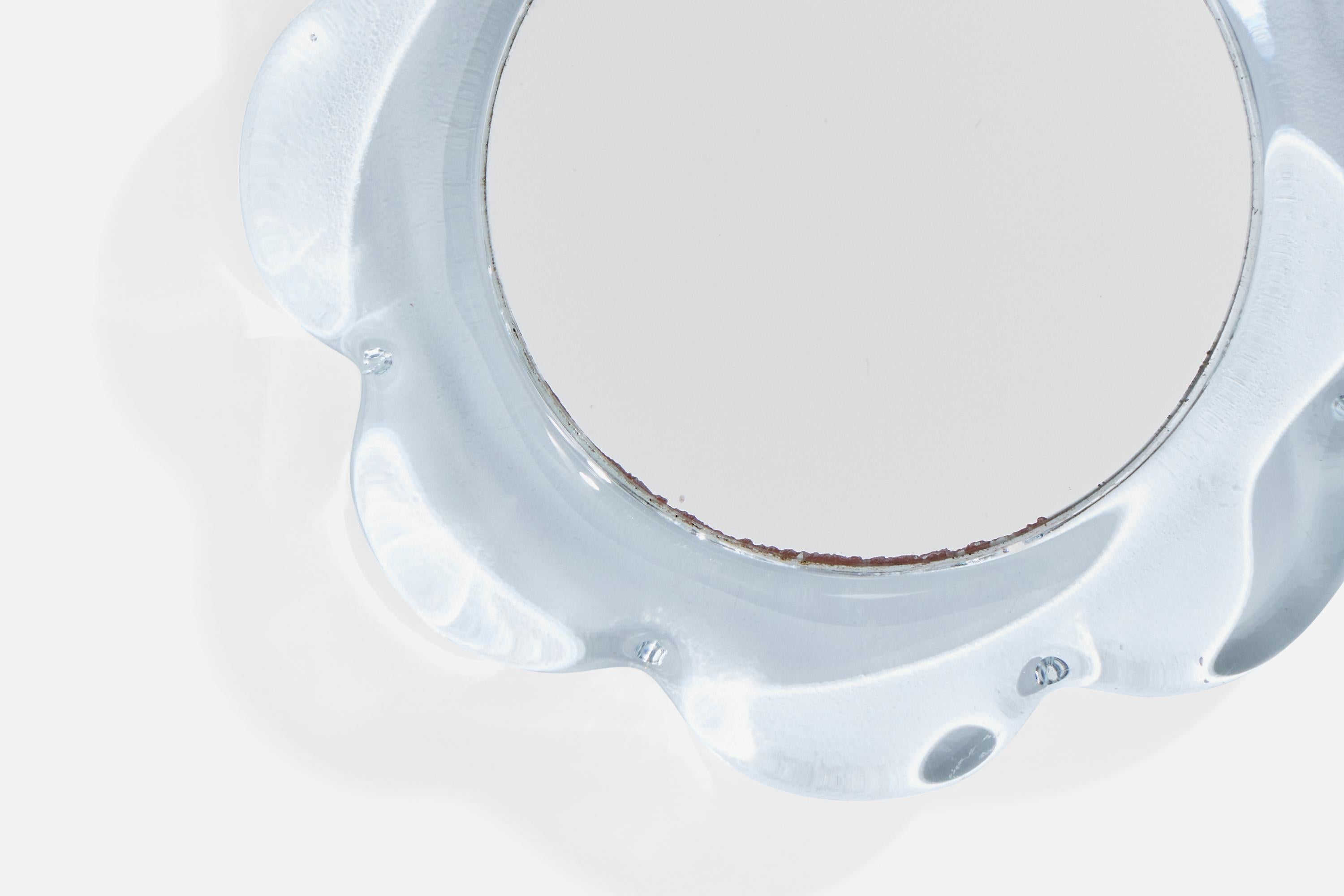 Verre Pukebergs Glasbruk, miroir mural, verre, Suède, années 1970 en vente