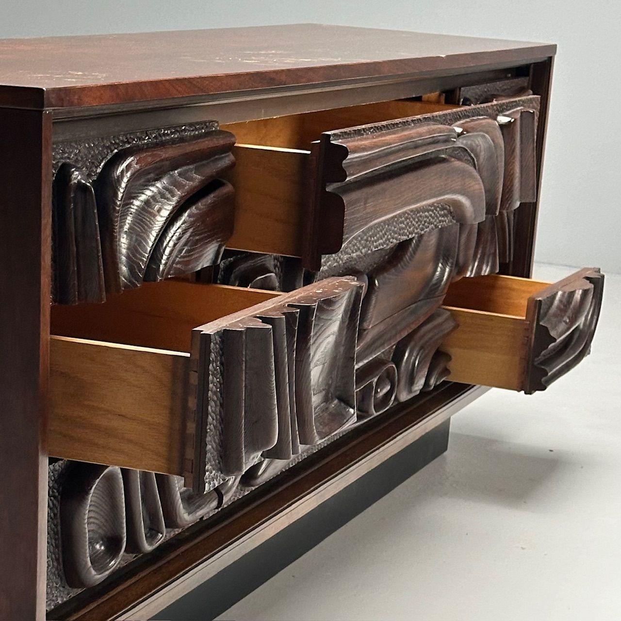 Pulaski, Brutalist Mid-Century Modern, Oceanic Dresser, Sculpted Walnut, 1960s 6