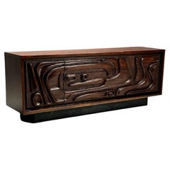 Pulaski, Brutalist Mid-Century Modern, Oceanic Dresser, Sculpted Walnut, 1960s