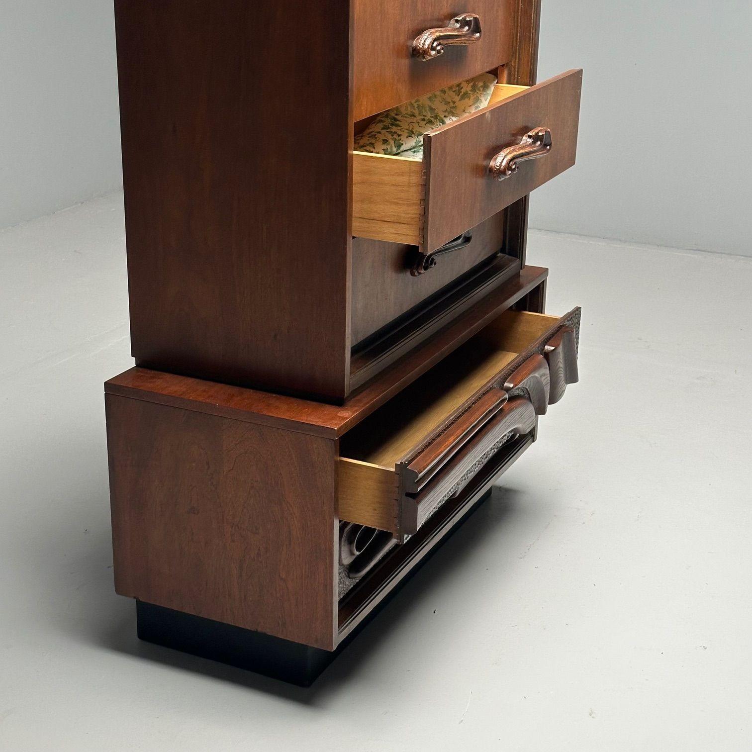 Pulaski, Brutalist Mid-Century Modern, Oceanic Highboy, Sculpted Walnut, 1960s 2