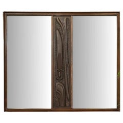Pulaski, Brutalist Mid-Century Modern, 'Oceanic' Wall Mirror, Walnut, 1960s