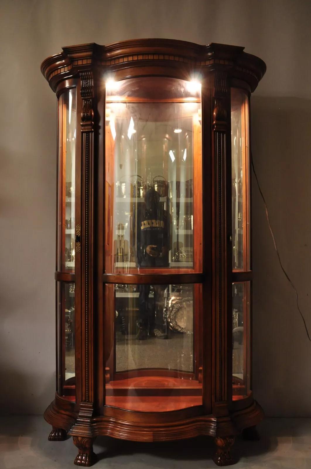 curved glass china cabinet
