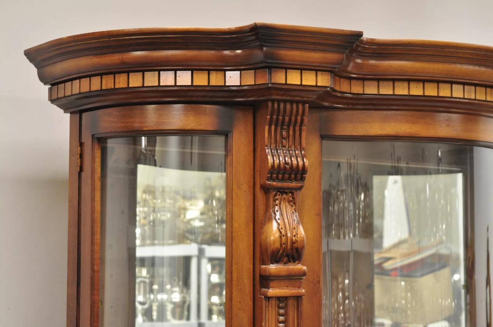 antique curved glass china cabinet for sale