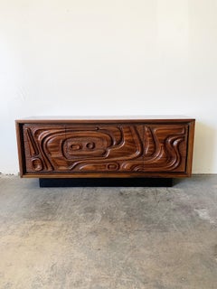 Pulaski Furniture Corporation 'Oceanic' Sculpted Walnut Dresser, circa 1969