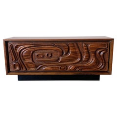 Used Pulaski Furniture Corporation 'Oceanic' Sculpted Walnut Dresser, circa 1969