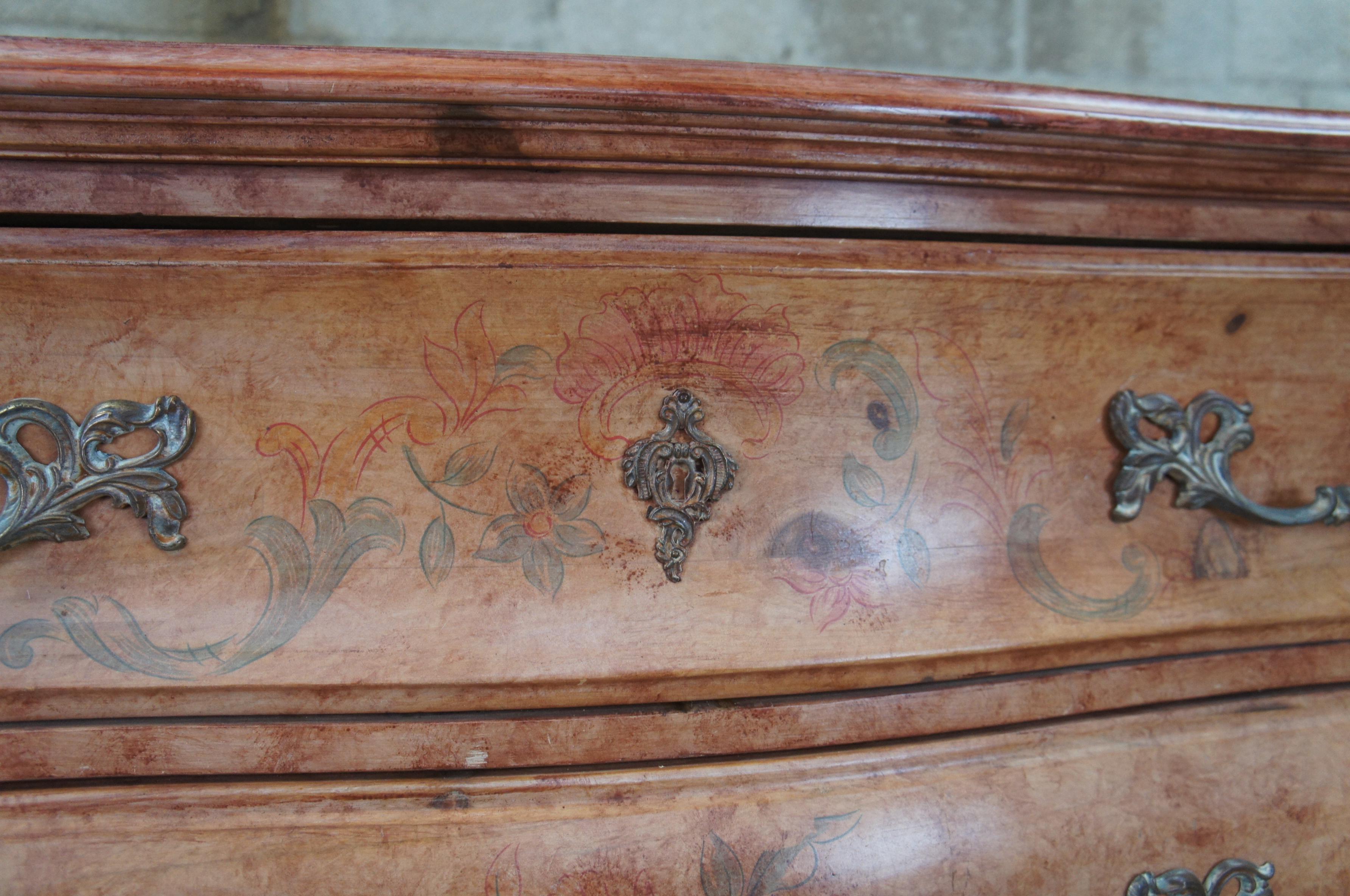 Pulaski Louis XV Painted Country Pine Serpentine Bombe Chest Commode Dresser 1