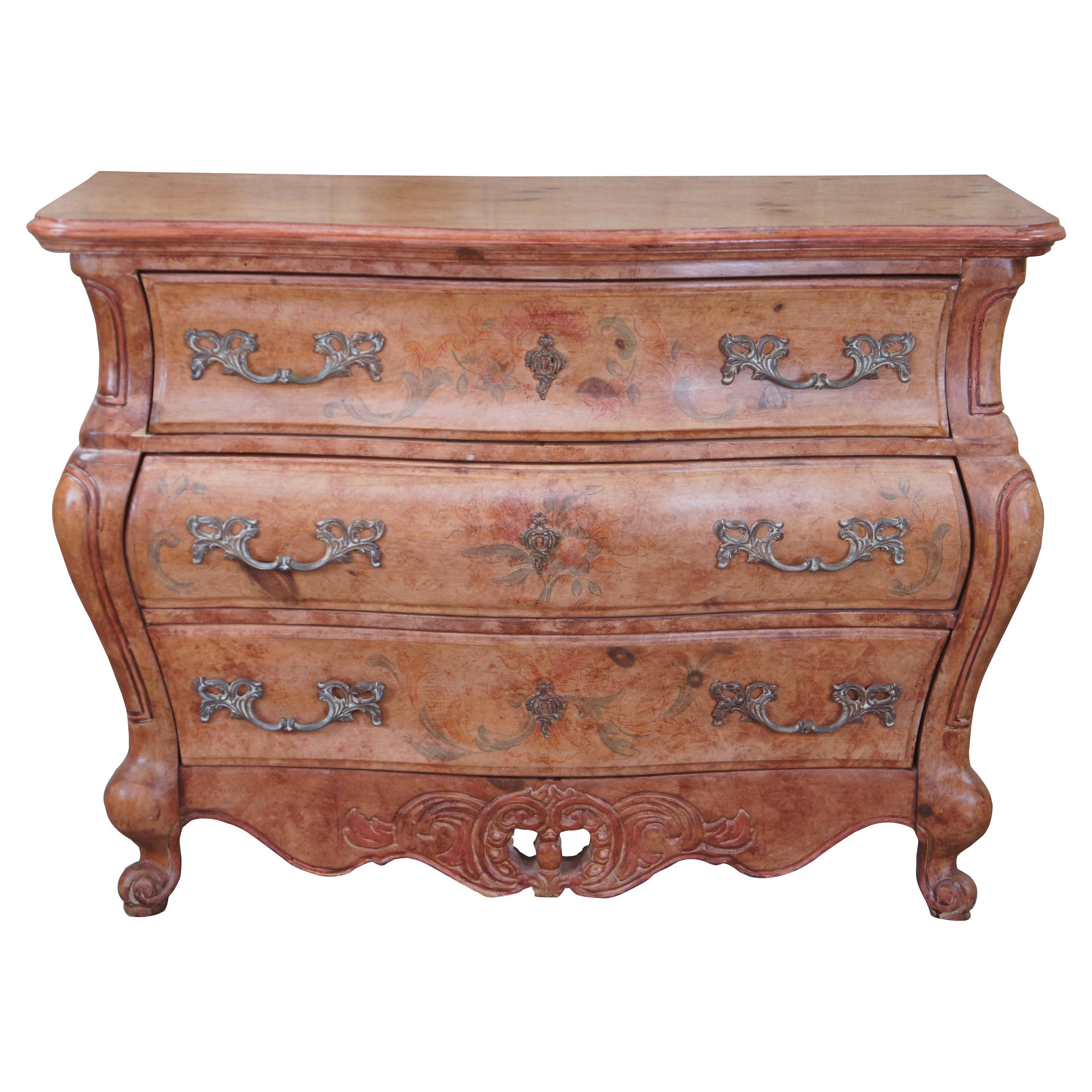 Pulaski Louis XV Painted Country Pine Serpentine Bombe Chest Commode Dresser