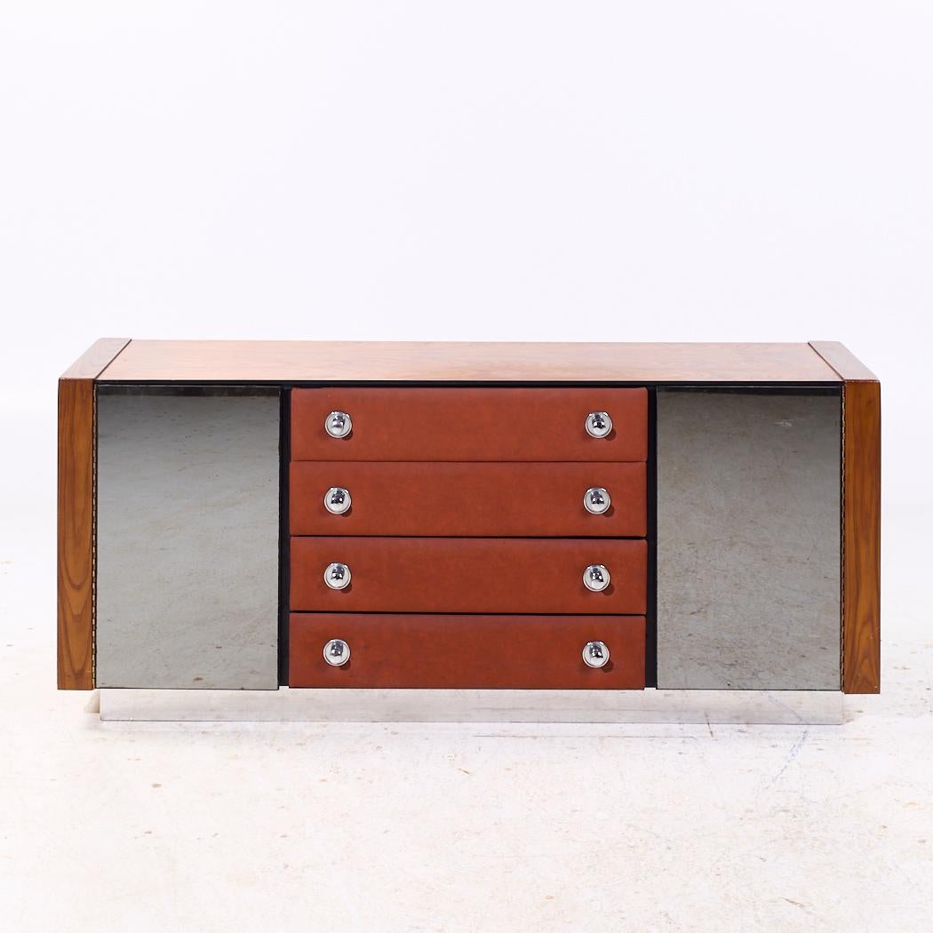 Pulaski Mid Century Rosewood, Leather and Chrome Lowboy Dresser

This lowboy measures: 68 wide x 19 deep x 29.25 inches high

All pieces of furniture can be had in what we call restored vintage condition. That means the piece is restored upon