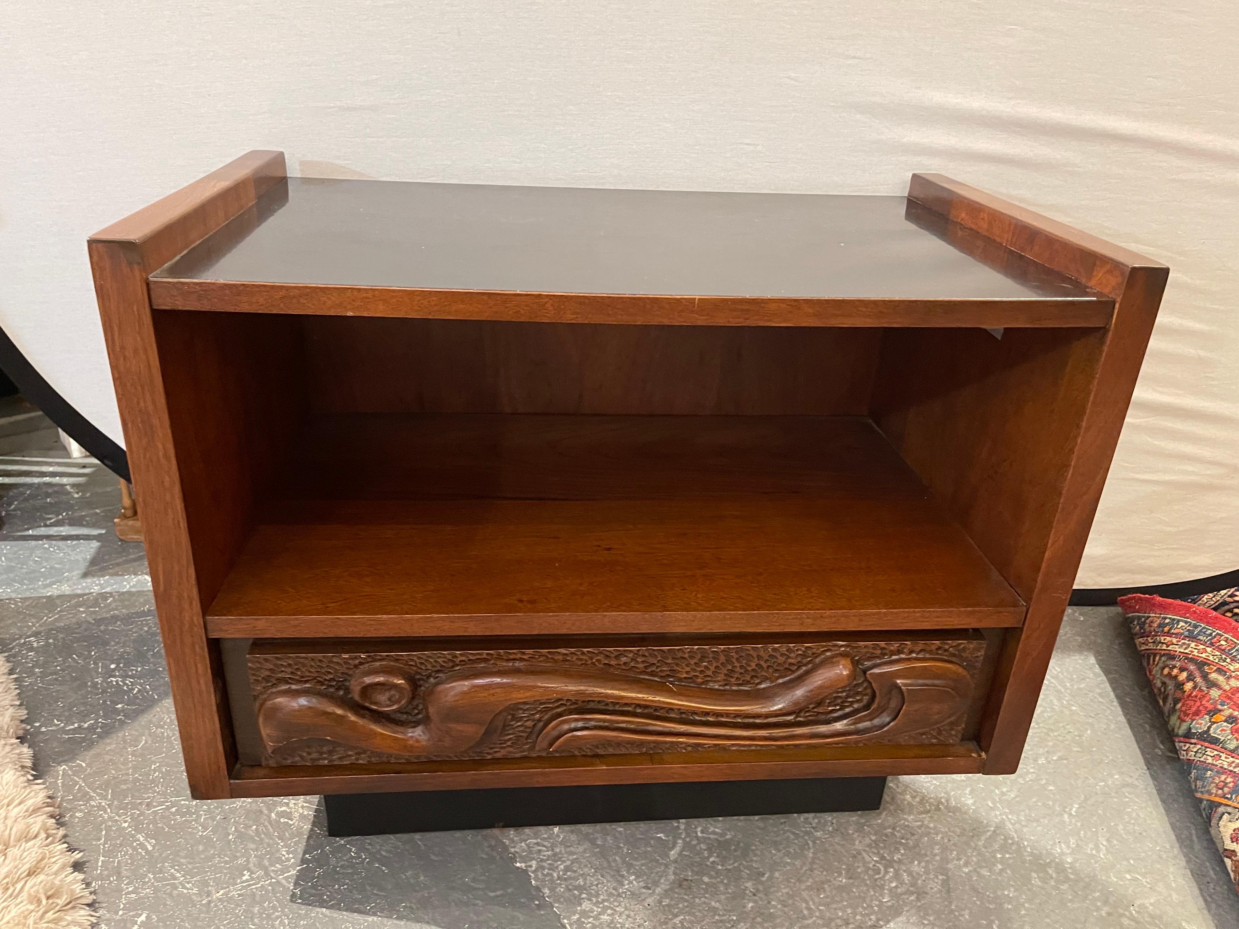 Mid-20th Century Pulaski Signed Brutalist Mid Century Entertainment Side Table Oceanic Witco For Sale