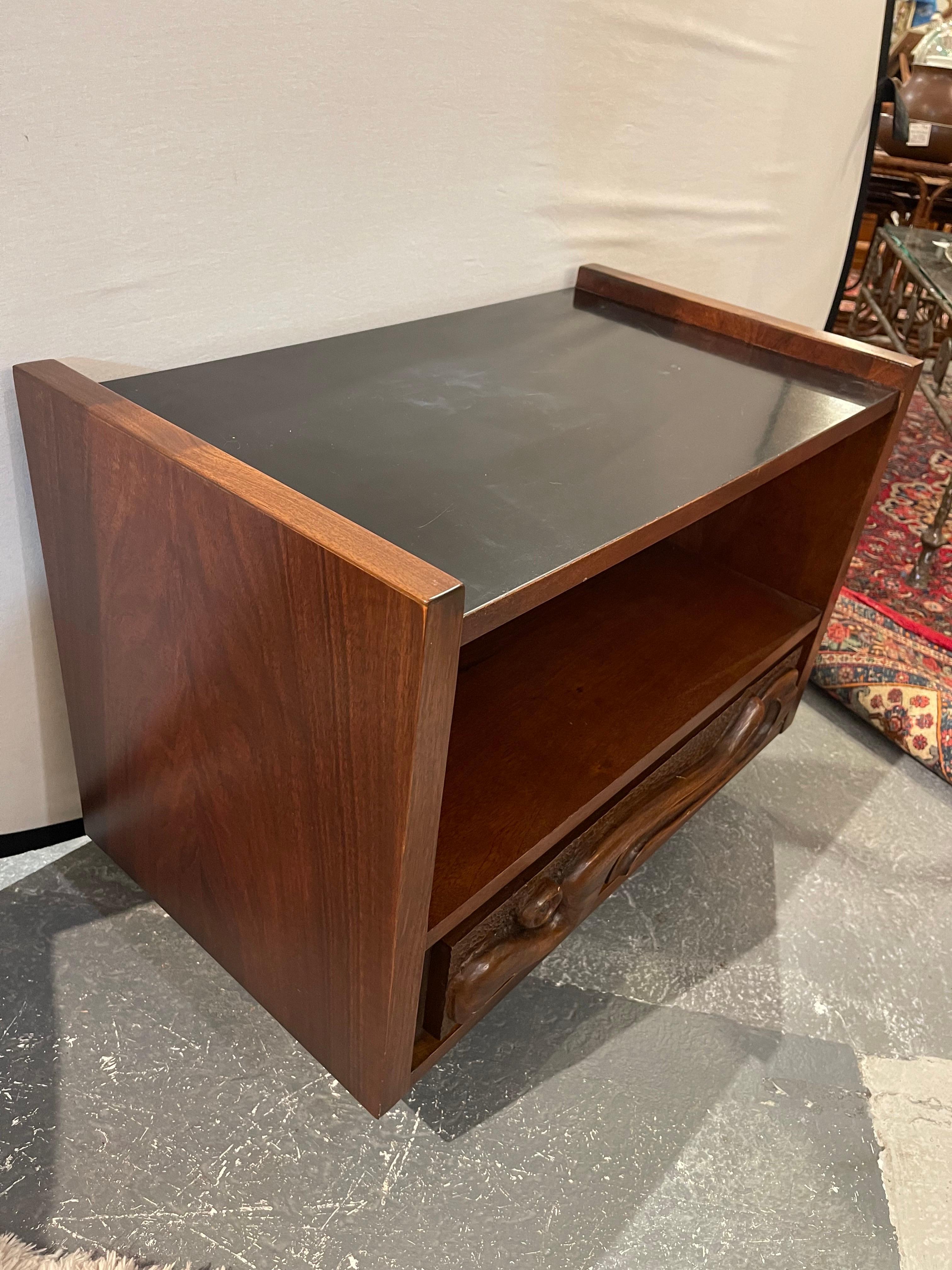 Pulaski Signed Brutalist Mid Century Entertainment Side Table Oceanic Witco For Sale 1